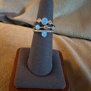 3 opal gold rings stackable sz 6